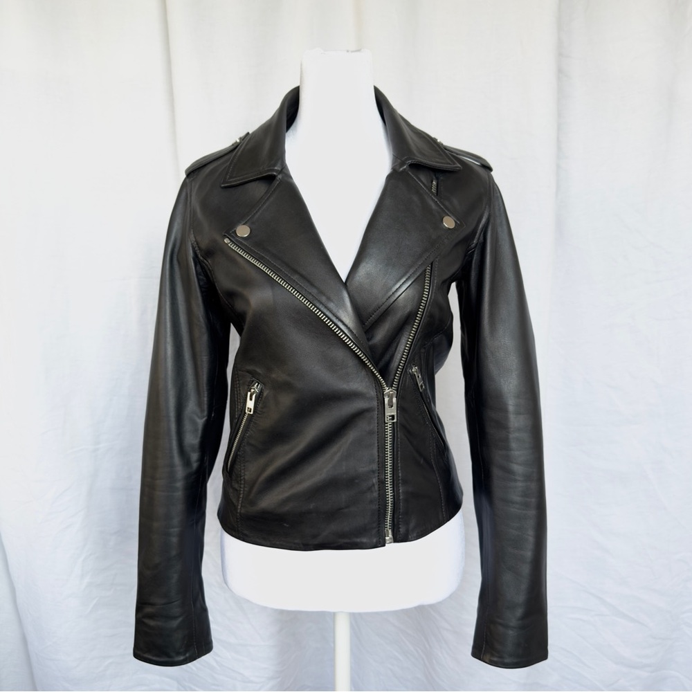 LUCKY BRAND / Black Lamb Leather Moto Jacket / XS